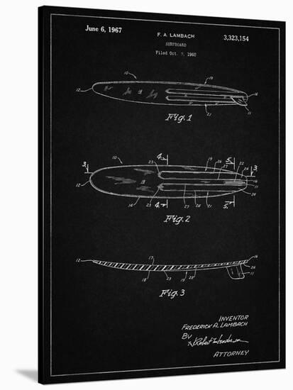 PP1073-Vintage Black Surfboard 1965 Patent Poster-Cole Borders-Stretched Canvas