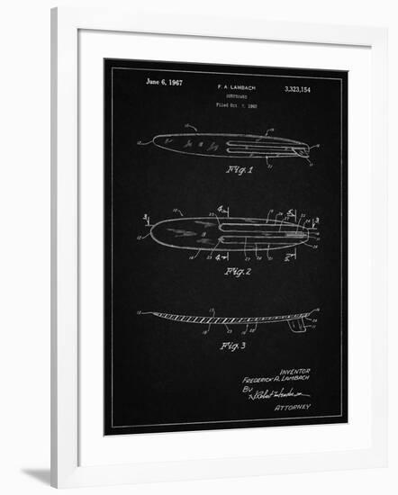 PP1073-Vintage Black Surfboard 1965 Patent Poster-Cole Borders-Framed Giclee Print