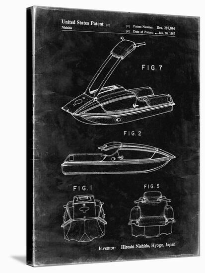 PP1076-Black Grunge Suzuki Jet Ski Patent Poster-Cole Borders-Stretched Canvas