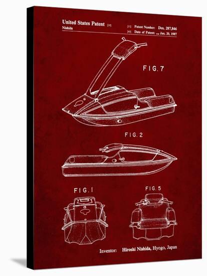 PP1076-Burgundy Suzuki Jet Ski Patent Poster-Cole Borders-Stretched Canvas