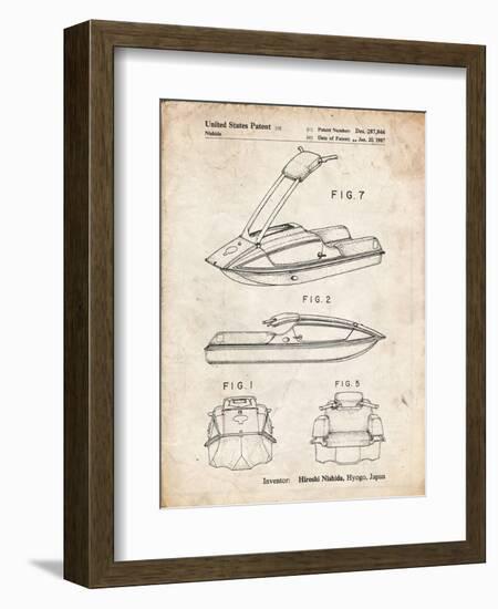 PP1076-Vintage Parchment Suzuki Jet Ski Patent Poster-Cole Borders-Framed Premium Giclee Print