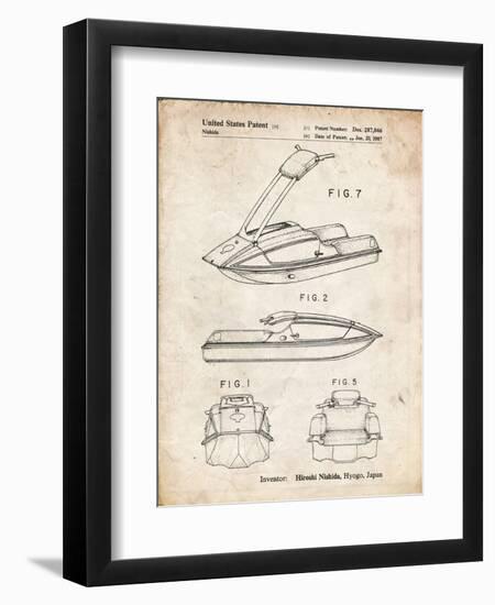 PP1076-Vintage Parchment Suzuki Jet Ski Patent Poster-Cole Borders-Framed Premium Giclee Print