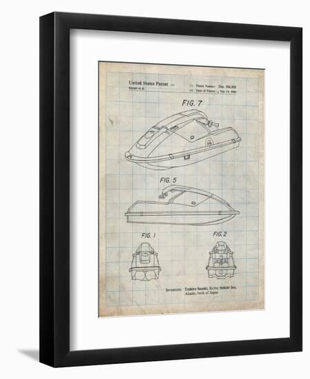 PP1077-Antique Grid Parchment Suzuki Wave Runner Patent Poster-Cole Borders-Framed Premium Giclee Print