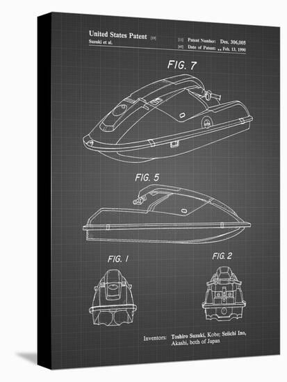 PP1077-Black Grid Suzuki Wave Runner Patent Poster-Cole Borders-Stretched Canvas