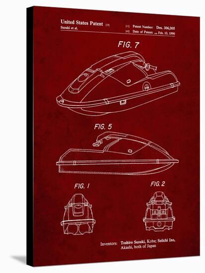 PP1077-Burgundy Suzuki Wave Runner Patent Poster-Cole Borders-Stretched Canvas