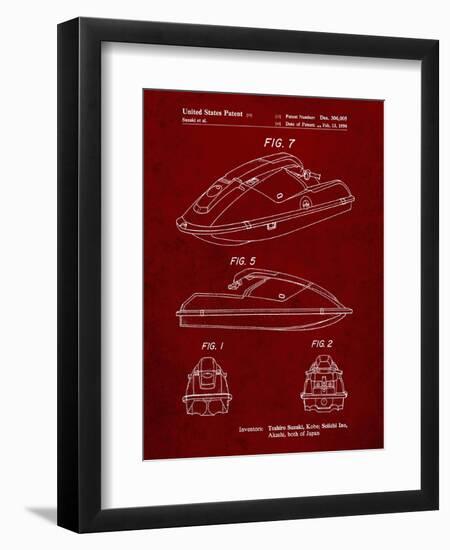 PP1077-Burgundy Suzuki Wave Runner Patent Poster-Cole Borders-Framed Premium Giclee Print