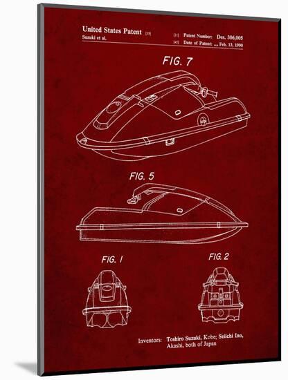 PP1077-Burgundy Suzuki Wave Runner Patent Poster-Cole Borders-Mounted Premium Giclee Print