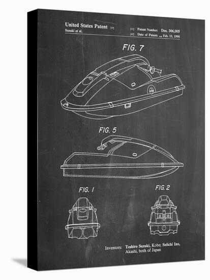 PP1077-Chalkboard Suzuki Wave Runner Patent Poster-Cole Borders-Stretched Canvas