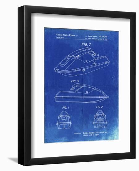 PP1077-Faded Blueprint Suzuki Wave Runner Patent Poster-Cole Borders-Framed Premium Giclee Print