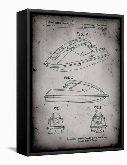 PP1077-Faded Grey Suzuki Wave Runner Patent Poster-Cole Borders-Framed Stretched Canvas