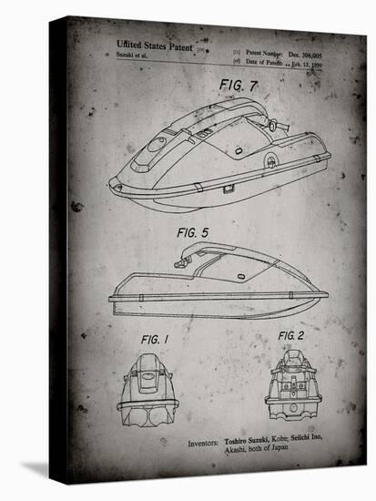 PP1077-Faded Grey Suzuki Wave Runner Patent Poster-Cole Borders-Stretched Canvas