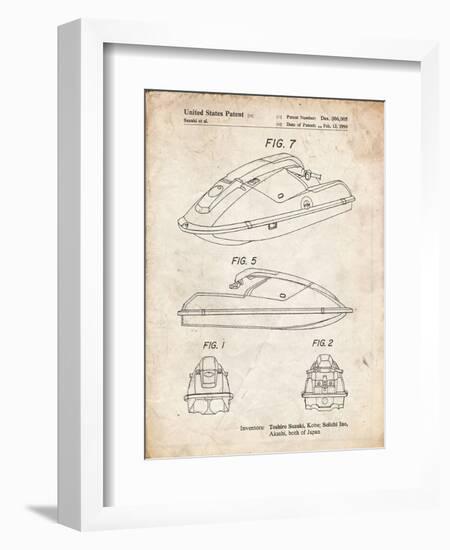 PP1077-Vintage Parchment Suzuki Wave Runner Patent Poster-Cole Borders-Framed Premium Giclee Print