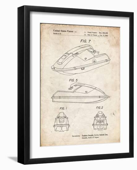 PP1077-Vintage Parchment Suzuki Wave Runner Patent Poster-Cole Borders-Framed Giclee Print