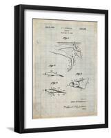 PP1079-Antique Grid Parchment Swim Fins Patent Poster-Cole Borders-Framed Giclee Print