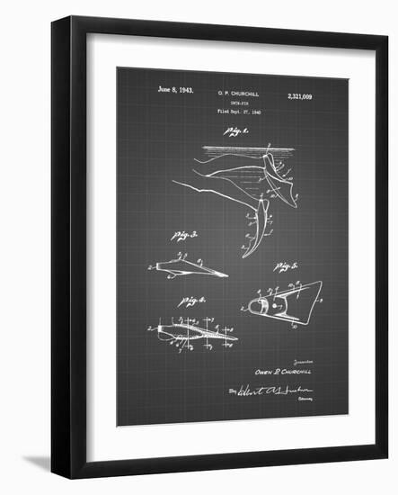 PP1079-Black Grid Swim Fins Patent Poster-Cole Borders-Framed Giclee Print