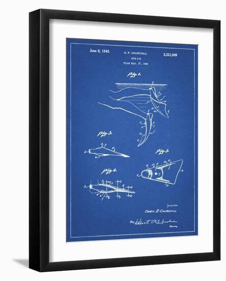 PP1079-Blueprint Swim Fins Patent Poster-Cole Borders-Framed Giclee Print