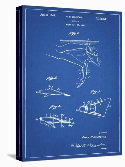 PP1079-Blueprint Swim Fins Patent Poster-Cole Borders-Stretched Canvas