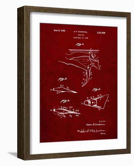 PP1079-Burgundy Swim Fins Patent Poster-Cole Borders-Framed Giclee Print