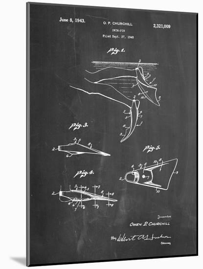 PP1079-Chalkboard Swim Fins Patent Poster-Cole Borders-Mounted Giclee Print