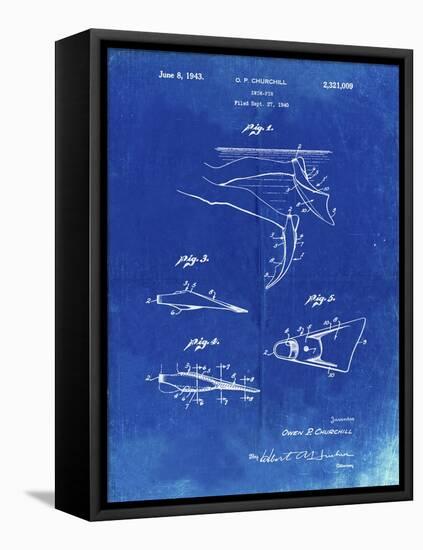 PP1079-Faded Blueprint Swim Fins Patent Poster-Cole Borders-Framed Stretched Canvas