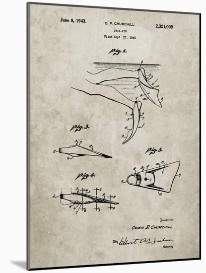 PP1079-Sandstone Swim Fins Patent Poster-Cole Borders-Mounted Giclee Print