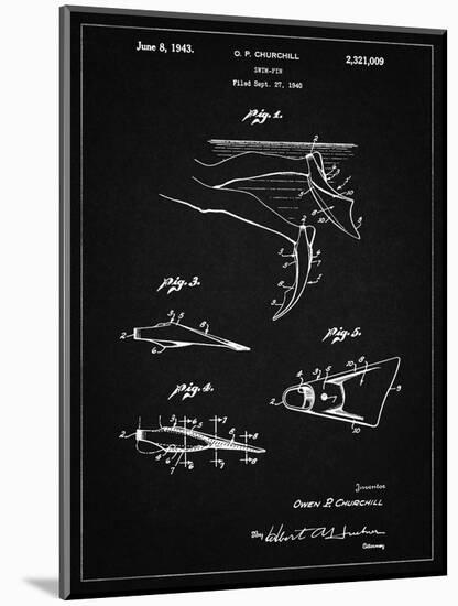 PP1079-Vintage Black Swim Fins Patent Poster-Cole Borders-Mounted Giclee Print