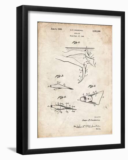 PP1079-Vintage Parchment Swim Fins Patent Poster-Cole Borders-Framed Giclee Print