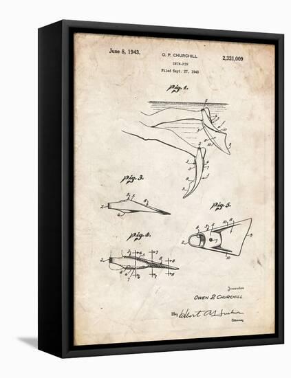 PP1079-Vintage Parchment Swim Fins Patent Poster-Cole Borders-Framed Stretched Canvas