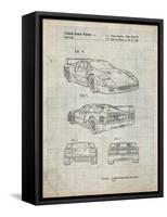 PP108-Antique Grid Parchment Ferrari 1990 F40 Patent Poster-Cole Borders-Framed Stretched Canvas