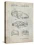 PP108-Antique Grid Parchment Ferrari 1990 F40 Patent Poster-Cole Borders-Stretched Canvas
