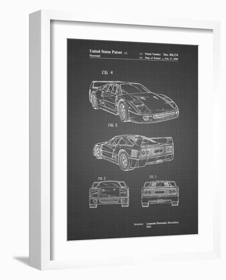 PP108-Black Grid Ferrari 1990 F40 Patent Poster-Cole Borders-Framed Giclee Print