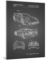 PP108-Black Grid Ferrari 1990 F40 Patent Poster-Cole Borders-Mounted Giclee Print