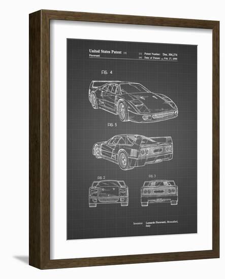 PP108-Black Grid Ferrari 1990 F40 Patent Poster-Cole Borders-Framed Art Print