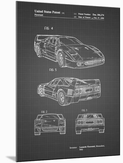 PP108-Black Grid Ferrari 1990 F40 Patent Poster-Cole Borders-Mounted Giclee Print