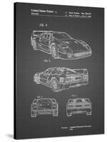 PP108-Black Grid Ferrari 1990 F40 Patent Poster-Cole Borders-Stretched Canvas