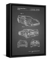 PP108-Black Grid Ferrari 1990 F40 Patent Poster-Cole Borders-Framed Stretched Canvas