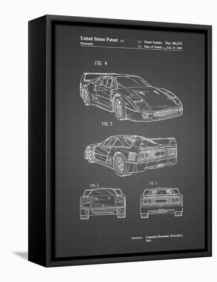 PP108-Black Grid Ferrari 1990 F40 Patent Poster-Cole Borders-Framed Stretched Canvas