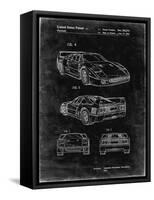 PP108-Black Grunge Ferrari 1990 F40 Patent Poster-Cole Borders-Framed Stretched Canvas