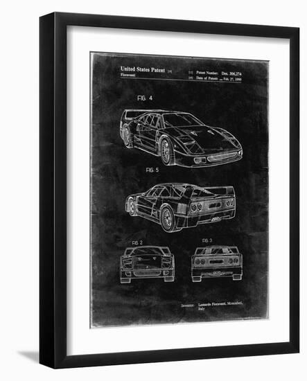 PP108-Black Grunge Ferrari 1990 F40 Patent Poster-Cole Borders-Framed Giclee Print