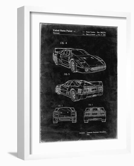 PP108-Black Grunge Ferrari 1990 F40 Patent Poster-Cole Borders-Framed Giclee Print