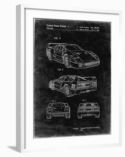 PP108-Black Grunge Ferrari 1990 F40 Patent Poster-Cole Borders-Framed Giclee Print