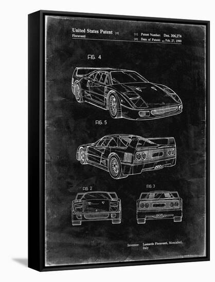 PP108-Black Grunge Ferrari 1990 F40 Patent Poster-Cole Borders-Framed Stretched Canvas