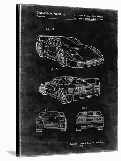 PP108-Black Grunge Ferrari 1990 F40 Patent Poster-Cole Borders-Stretched Canvas