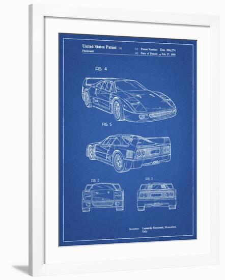 PP108-Blueprint Ferrari 1990 F40 Patent Poster-Cole Borders-Framed Giclee Print