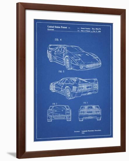 PP108-Blueprint Ferrari 1990 F40 Patent Poster-Cole Borders-Framed Giclee Print