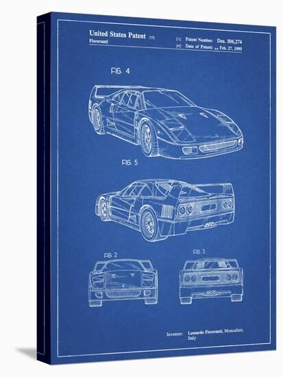 PP108-Blueprint Ferrari 1990 F40 Patent Poster-Cole Borders-Stretched Canvas