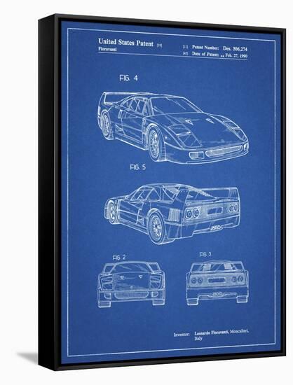 PP108-Blueprint Ferrari 1990 F40 Patent Poster-Cole Borders-Framed Stretched Canvas