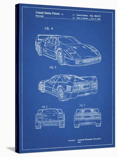 PP108-Blueprint Ferrari 1990 F40 Patent Poster-Cole Borders-Stretched Canvas