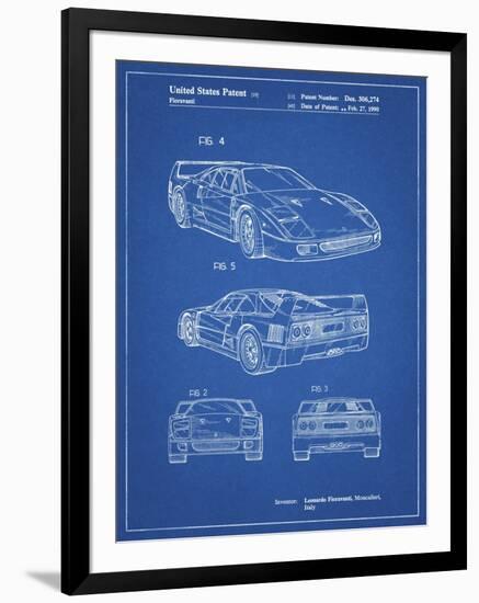 PP108-Blueprint Ferrari 1990 F40 Patent Poster-Cole Borders-Framed Premium Giclee Print