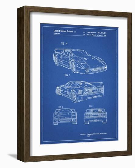 PP108-Blueprint Ferrari 1990 F40 Patent Poster-Cole Borders-Framed Premium Giclee Print